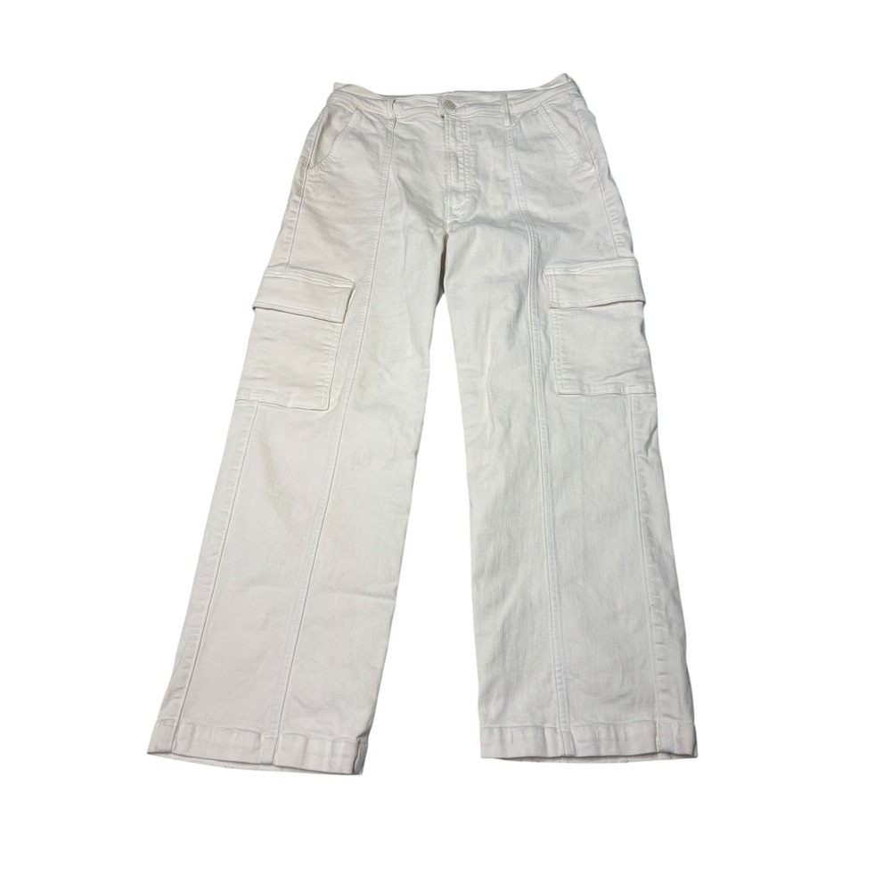 Mother The Rambler Cargo Ankle Jeans Cream Puffs Off White Wide Leg‎ 30X27